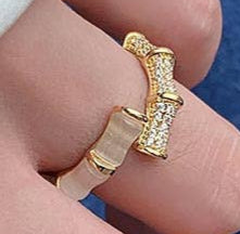 Pearl effect gold colour adjustable open ring